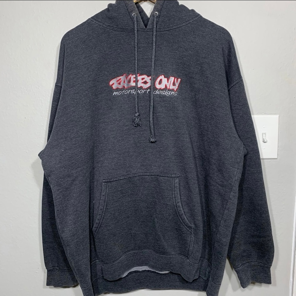 Vintage Y2K Racers Only Motorsport Embroidered Gray Pullover Hoodie XL‎